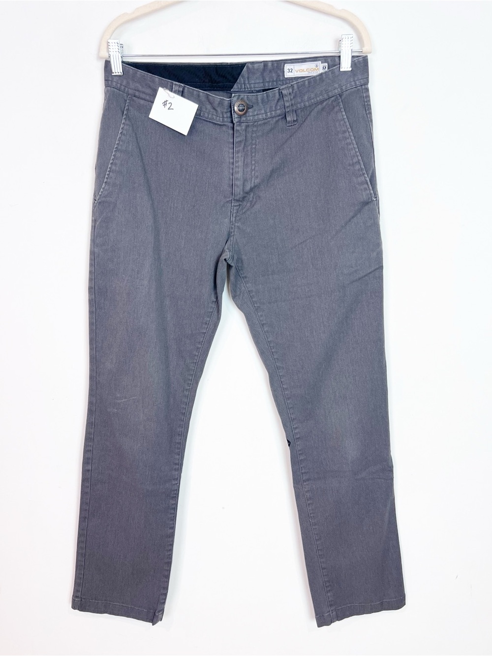 VOLCOM GRAY STRAIGHT LEG FLAT FRONT CHINO PANTS MENS SZ 32